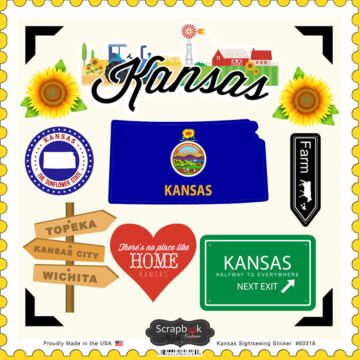 Scrapbook Customs State SIGHTSEEING STICKER-Kansas
