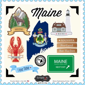 Scrapbook Customs State SIGHTSEEING STICKER-Maine