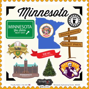 Scrapbook Customs State SIGHTSEEING STICKER-Minnesota