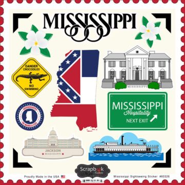 Scrapbook Customs State SIGHTSEEING STICKER-Mississippi