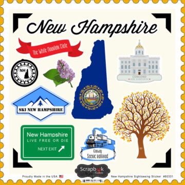 Scrapbook Customs State SIGHTSEEING STICKER-New Hamshire