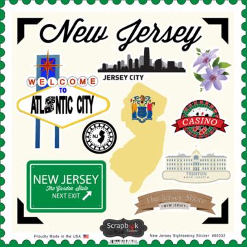 Scrapbook Customs State SIGHTSEEING STICKER-New Jersey