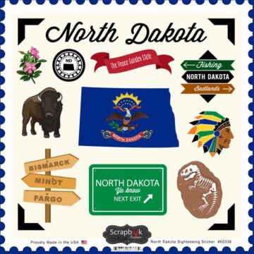 Scrapbook Customs State SIGHTSEEING STICKER-North Dakota
