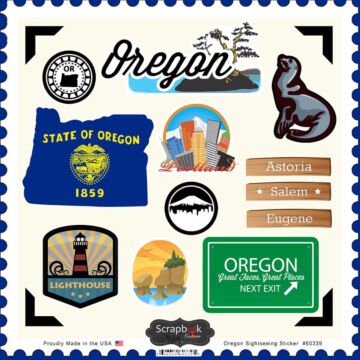 Scrapbook Customs State SIGHTSEEING STICKER-Oregon