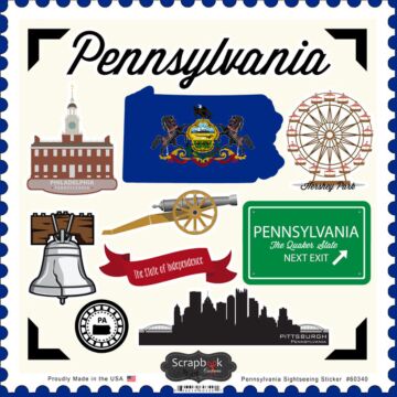 Scrapbook Customs State SIGHTSEEING STICKER-Pennsylvania