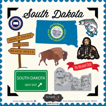 Scrapbook Customs State SIGHTSEEING STICKER-South Dakota
