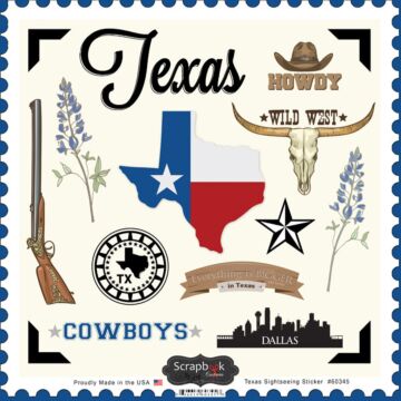 Scrapbook Customs State SIGHTSEEING STICKER-Texas