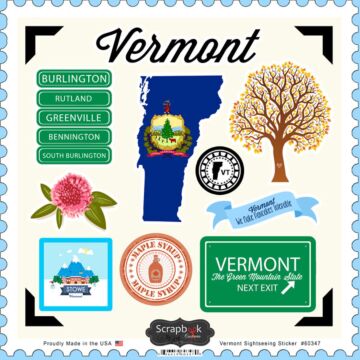 Scrapbook Customs State SIGHTSEEING STICKER-Vermont