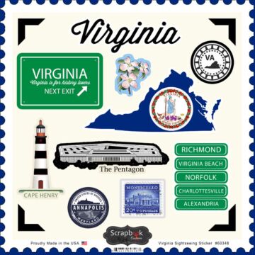 Scrapbook Customs State SIGHTSEEING STICKER-Virginia
