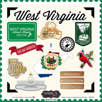 Scrapbook Customs State SIGHTSEEING STICKER-West Virginia