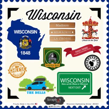 Scrapbook Customs State SIGHTSEEING STICKER-Wisconsin