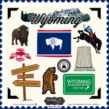 Scrapbook Customs State SIGHTSEEING STICKER-Wyoming
