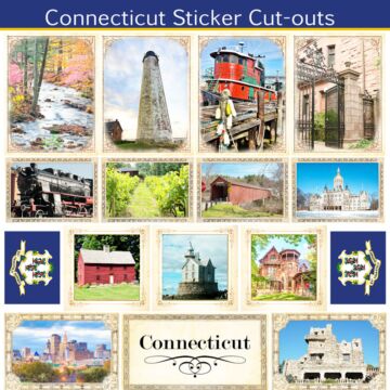 Scrapbook Customs State Sightseeing Picture Cut-Outs Sticker-Connecticut