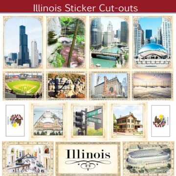 Scrapbook Customs State Sightseeing Picture Cut-Outs Sticker-Illinois
