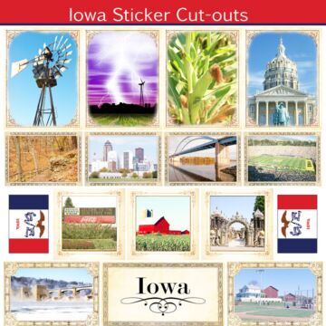 Scrapbook Customs State Sightseeing Picture Cut-Outs Sticker-Iowa
