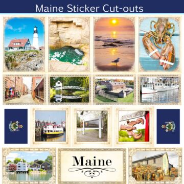 Scrapbook Customs State Sightseeing Picture Cut-Outs Sticker-Maine