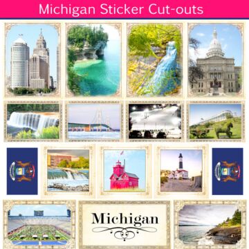 Scrapbook Customs State Sightseeing Picture Cut-Outs Sticker-Michigan