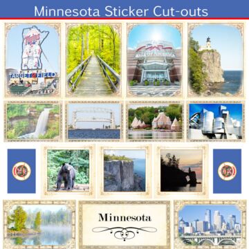 Scrapbook Customs State Sightseeing Picture Cut-Outs Sticker-Minnesota