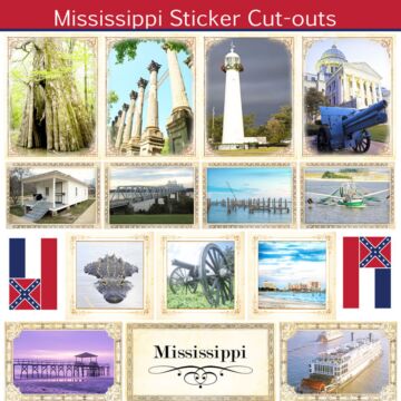 Scrapbook Customs State Sightseeing Picture Cut-Outs Sticker-Mississippi
