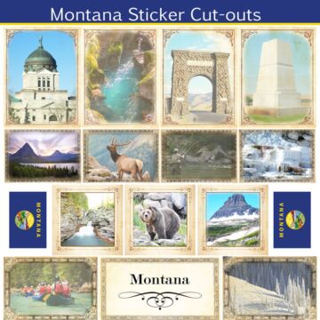 Scrapbook Customs State Sightseeing Picture Cut-Outs Sticker-Montana