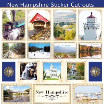 Scrapbook Customs State Sightseeing Picture Cut-Outs Sticker-New Hamshire