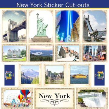 Scrapbook Customs State Sightseeing Picture Cut-Outs Sticker-New York
