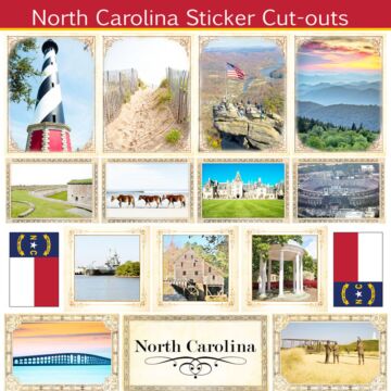 Scrapbook Customs State Sightseeing Picture Cut-Outs Sticker-North Carolina