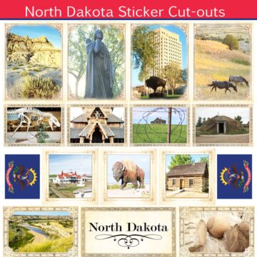 Scrapbook Customs State Sightseeing Picture Cut-Outs Sticker-North Dakota