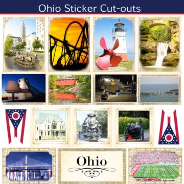 Scrapbook Customs State Sightseeing Picture Cut-Outs Sticker-Ohio