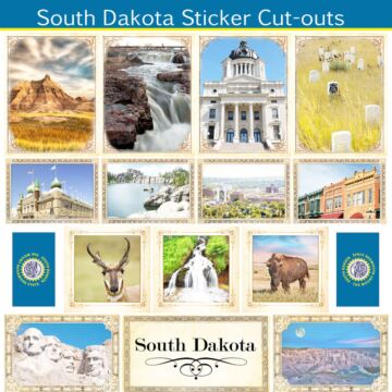 Scrapbook Customs State Sightseeing Picture Cut-Outs Sticker-South Dakota
