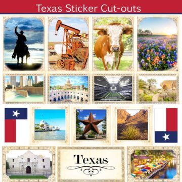 Scrapbook Customs State Sightseeing Picture Cut-Outs Sticker-Texas