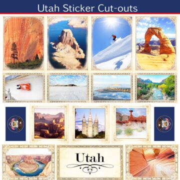 Scrapbook Customs State Sightseeing Picture Cut-Outs Sticker-Utah