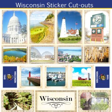 Scrapbook Customs State Sightseeing Picture Cut-Outs Sticker-Wisconsin