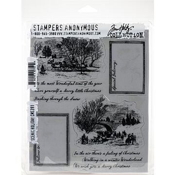Tim Holtz Cling Stamps 7"X8.5" - Scenic Holiday by Tim Holtz