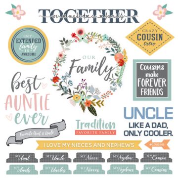 Scrapbook Customs - 12x12 Stickers - Family Extended - Stickers