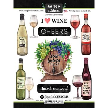 Preorder Scrapbook Customs Wine, I Love Sticker
