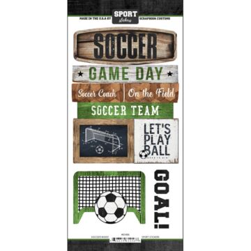Scrapbook Customs - Soccer Wood Sticker