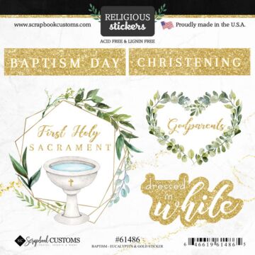 Scrapbook Customs - Baptism - Eucalyptus & Gold Sticker
