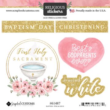 Scrapbook Customs - Baptism - Pink & Gold Sticker