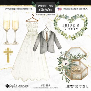 Scrapbook Customs - Wedding Bride & Groom (Stickers)