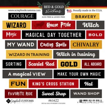 Scrapbook Customs Red & Gold Wordbits Sticker
