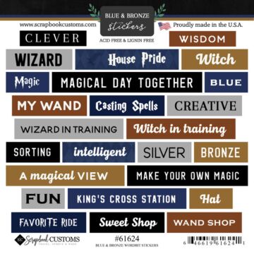 Scrapbook Customs Blue & Bronze Wordbits Sticker