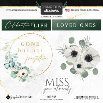 Scrapbook Customs Celebration of Life - Eucalyptus & Gold Sticker