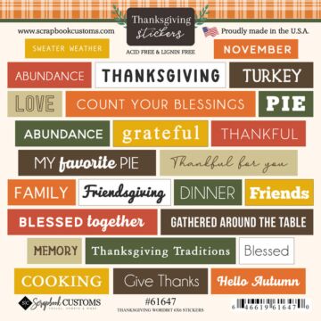 Scrapbook Customs Thanksgiving Wordbits Sticker