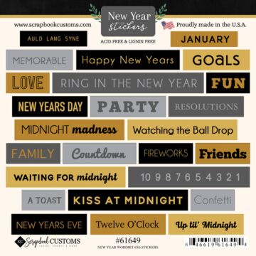 Scrapbook Customs New Years Wordbits Sticker
