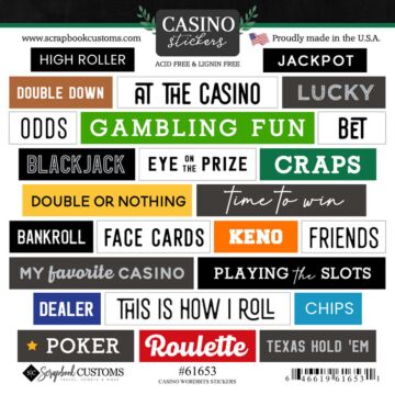 Scrapbook Customs Casino Wordbits Sticker
