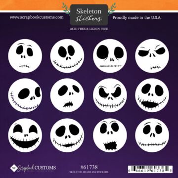 Scrapbook Customs 6x6 Stickers - Skeleton Heads