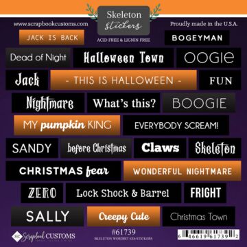 Scrapbook Customs 6x6 Stickers - Skeleton Wordbits