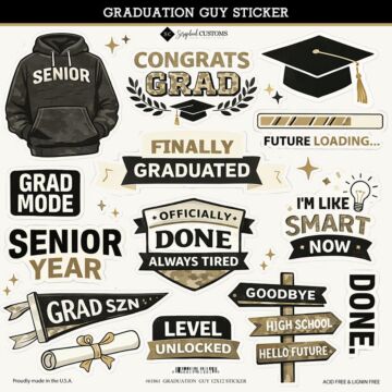 Preorder Scrapbook Customs Graduation Guy 12x12 Sticker