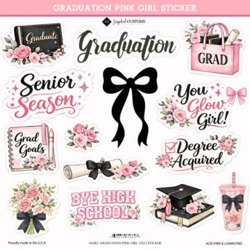 Preorder Scrapbook Customs Graduation Pink Girl 12x12 Sticker
